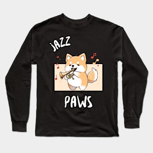 Jazz Paws Shiba Inu Trumpet Long Sleeve T-Shirt